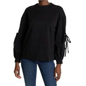 NWT Velvet Heart Lucille Grommet Tie Sleeve Sweatshirts Pullover Black Size L